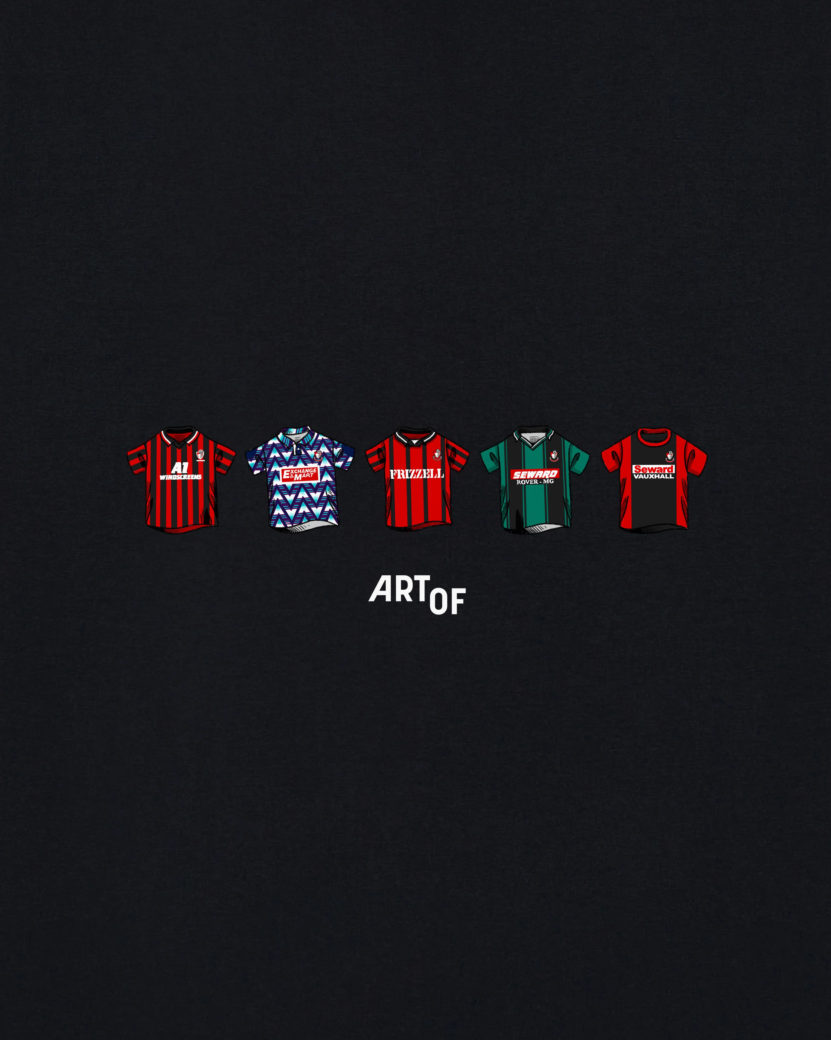 AFC Bournemouth Printed Classics Black Tee - Image 2